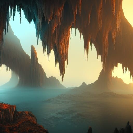 Fantastical Stalactites and Stalagmites in Deep Color