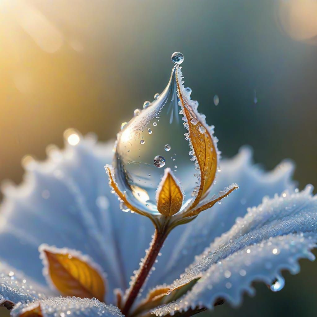 Macro Photography of Frosty Water Drop on Petal