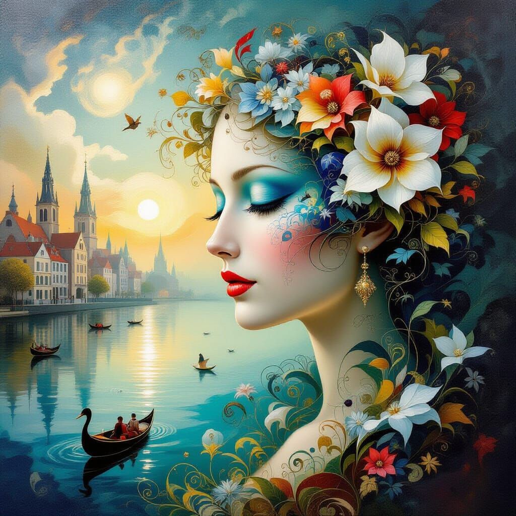 Serene Surrealism Masterpiece in Flemish Baroque Style