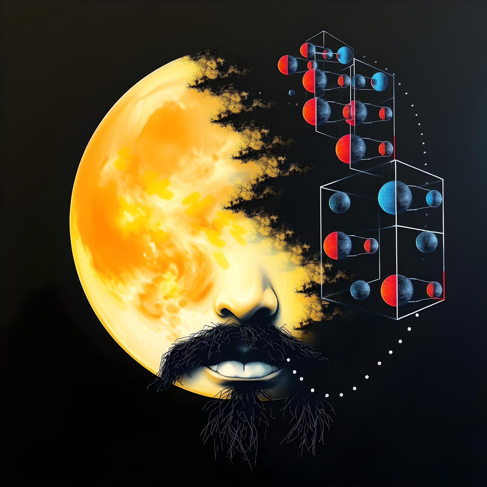 Mysterious Face in Retro HDR Moonscape