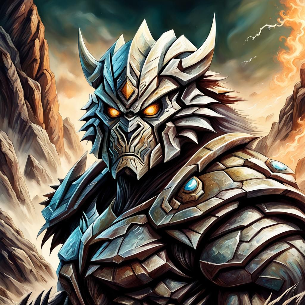 Rock Armored Warrior in High Fantasy Art