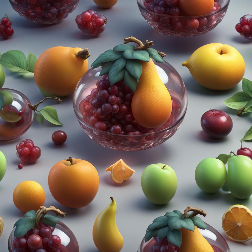 Fantastical Glass Fruit in Detailed Matte Painting
