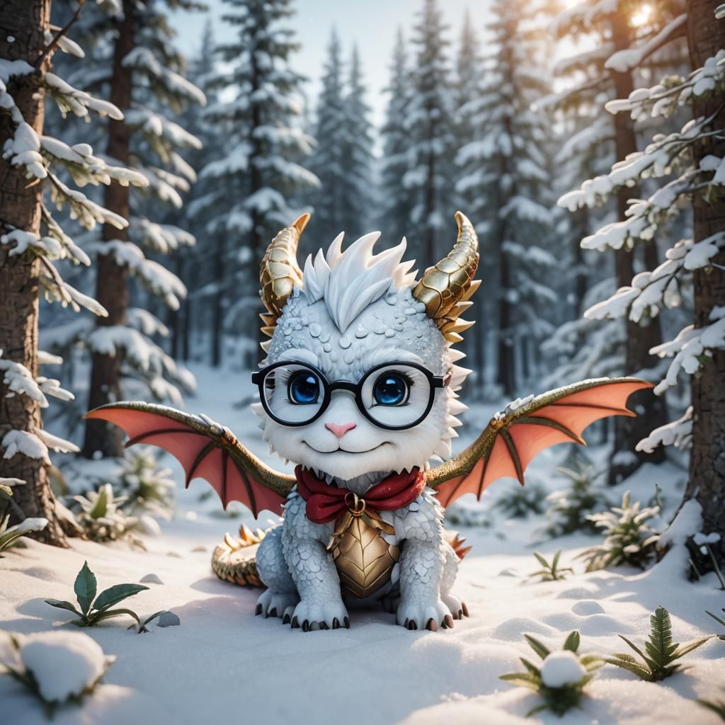 chibi dragon wearing glasses