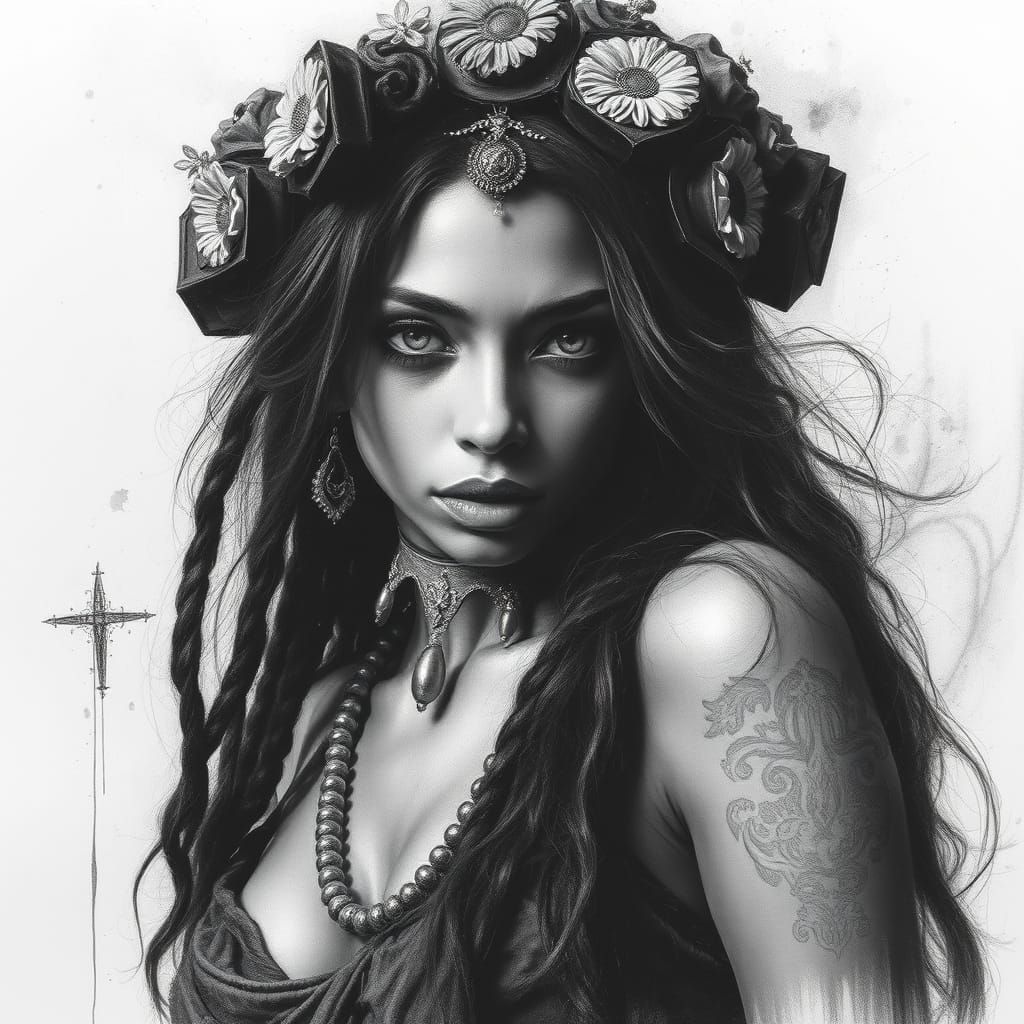 Ghetto Princess Charcoal Drawing