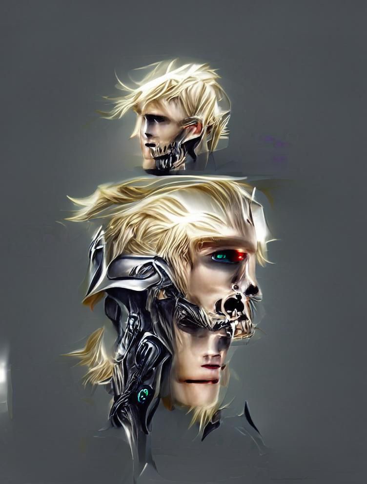 Cyborg Elf Lord with Skull Eyes Concept Art
