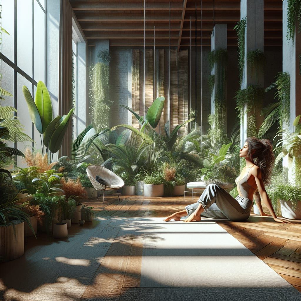 Hypermaximalist 3D Artwork of Hispanic Woman in Lush Loft