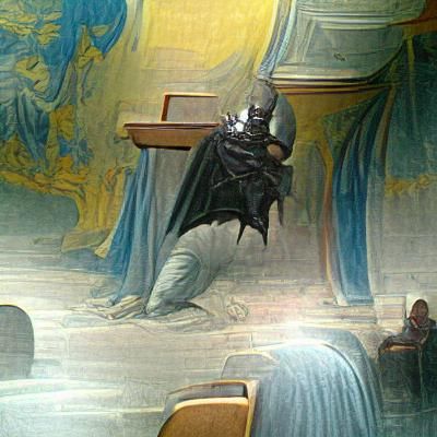 Batman in Gothic Horror Church Interior