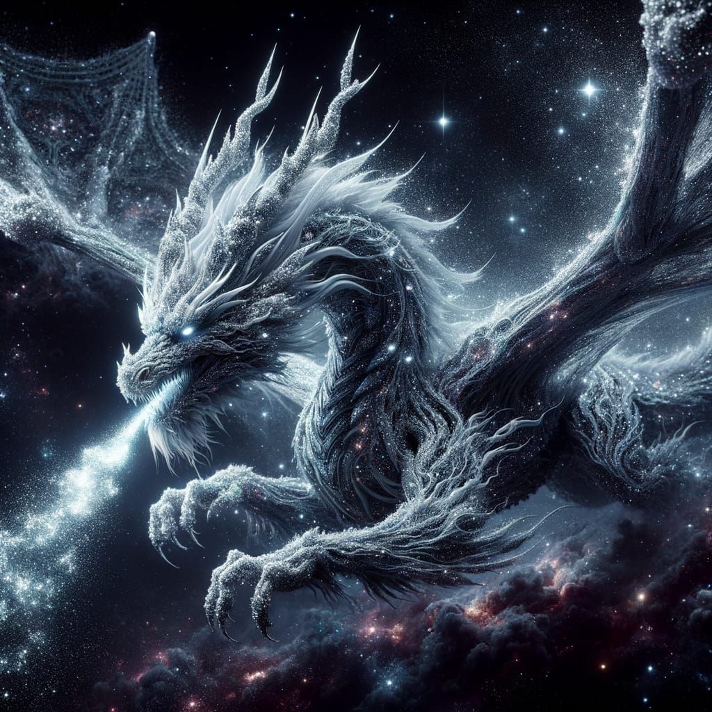 Cosmic Diamond Dust Dragon in Outer Space
