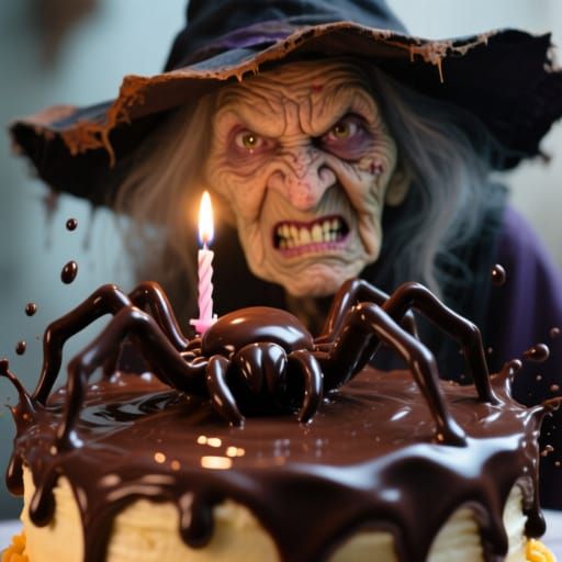 Chocolate Tarantula Splash & Angry Witch Portrait