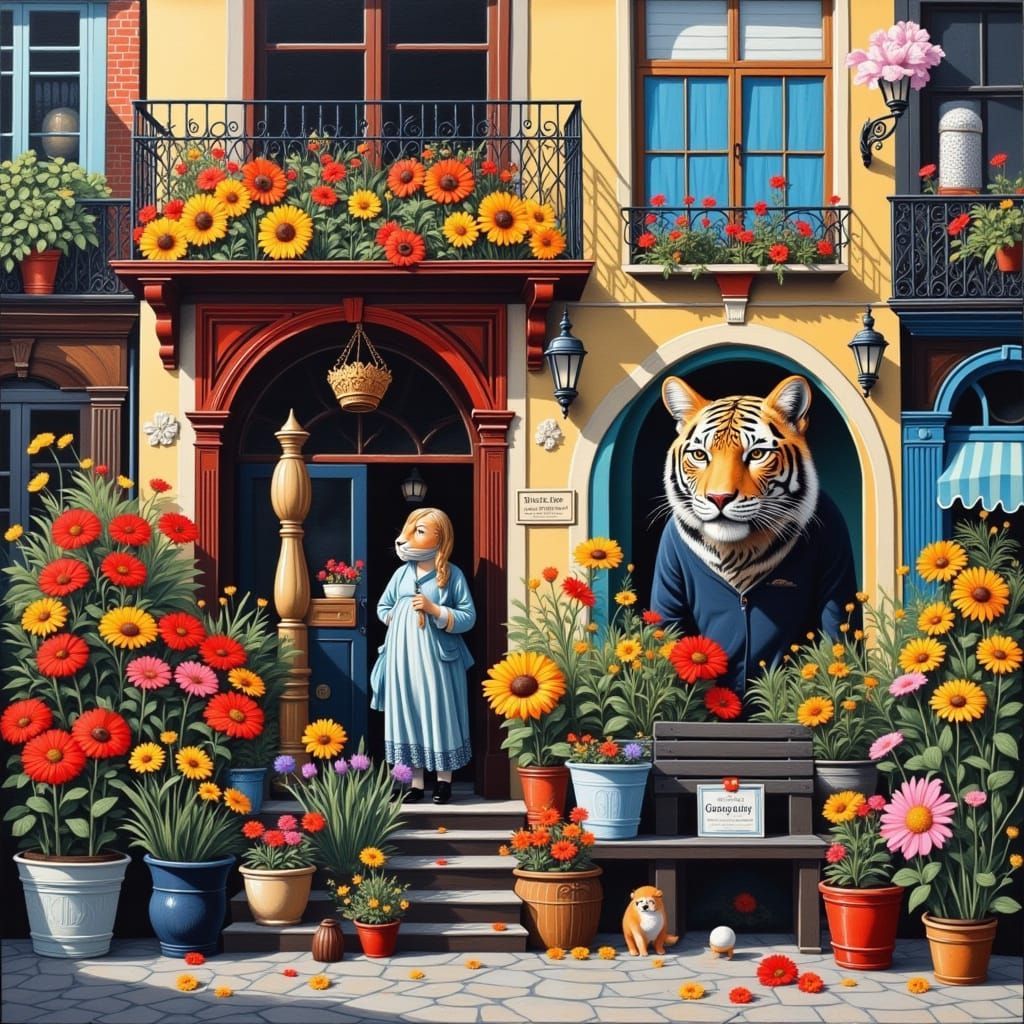 Russian Folk Art Inspired Floral Scene