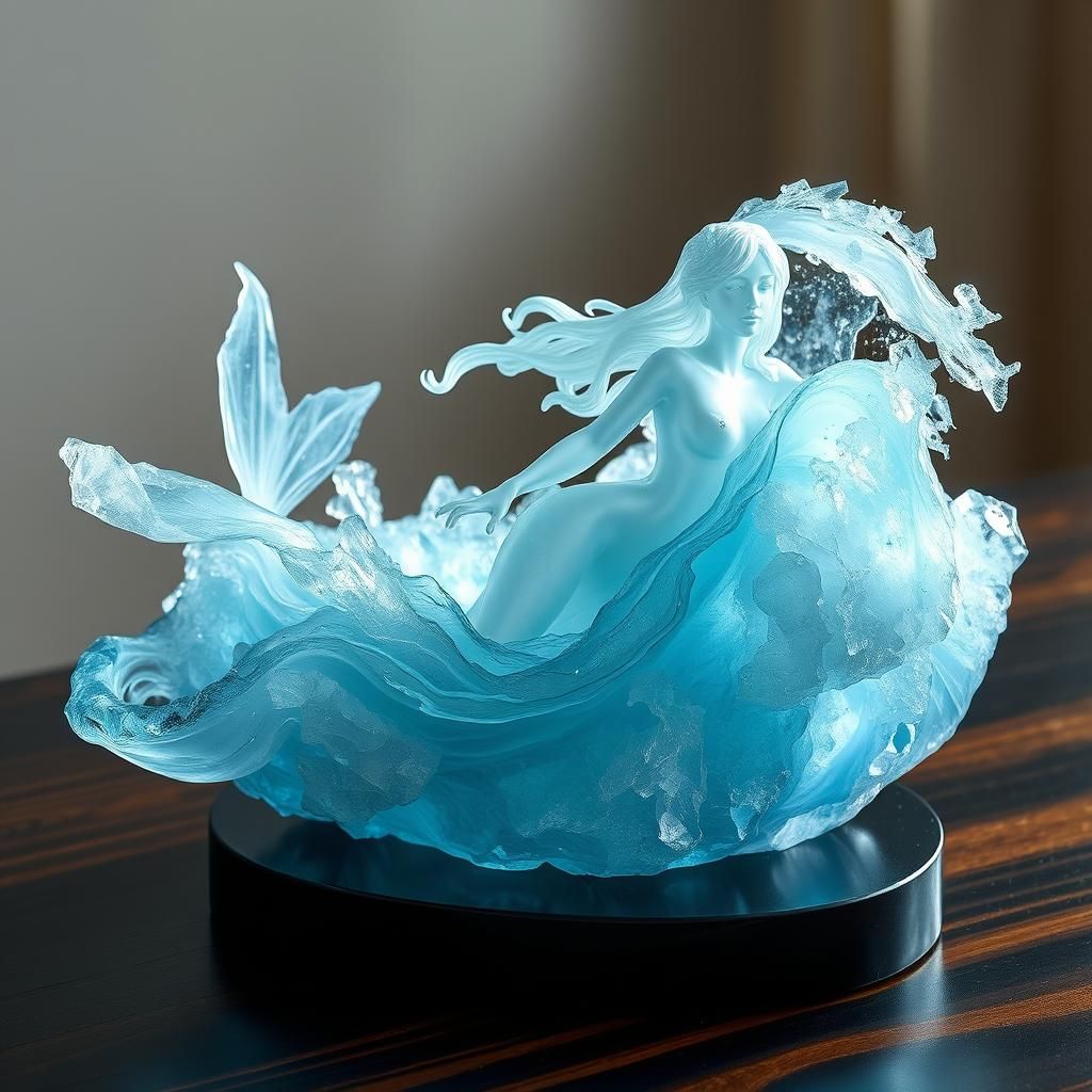 Crystalline Maiden Emerges from Aquamarine Waves