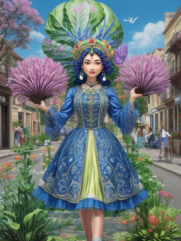 Whimsical Cabbage Characters in Cabbagetown, Art Deco Style