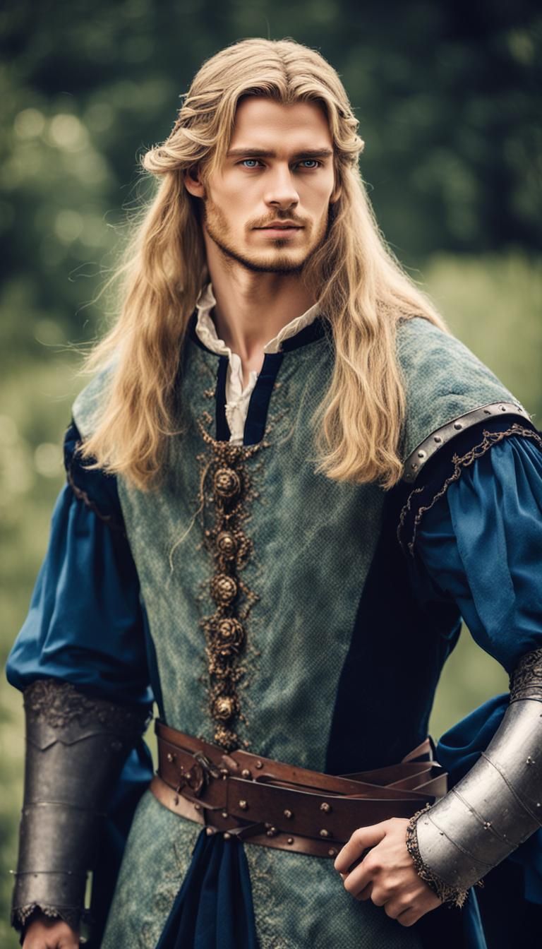 Handsome Blond Medieval Warrior Portrait