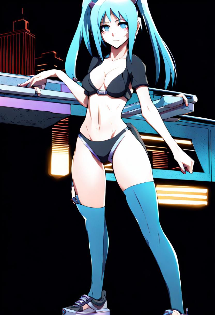 Cyberpunk Anime Character in Bikini