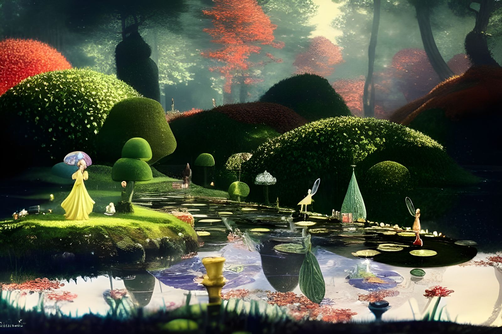 Enchanted Autumn Pond: an Isometric Fairytale Scene