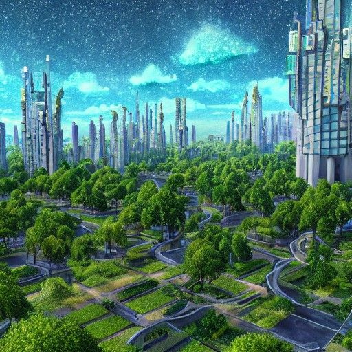 Utopian City in Trees, Van Gogh Style