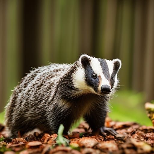 Badgers and Mushroom in Natural Light