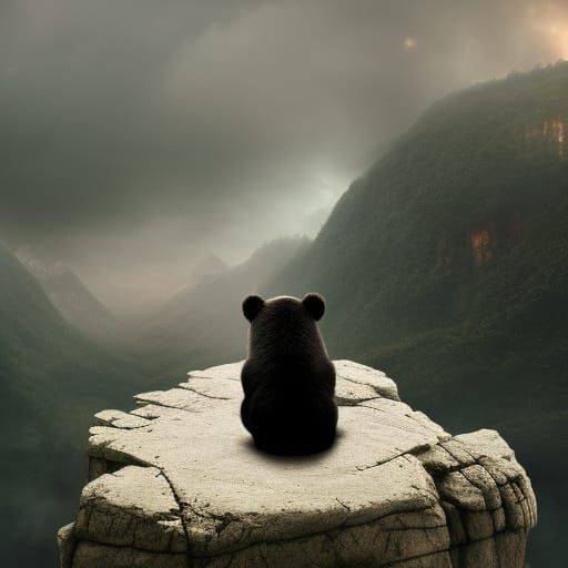 Sad Panda in Dramatic Digital Painting