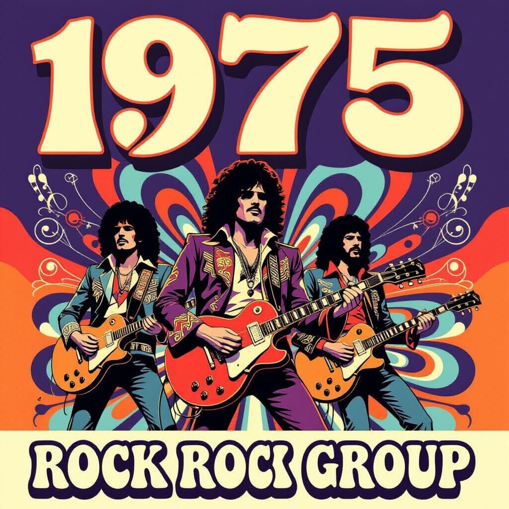 1975 Rock Group Poster in Psychedelic Style