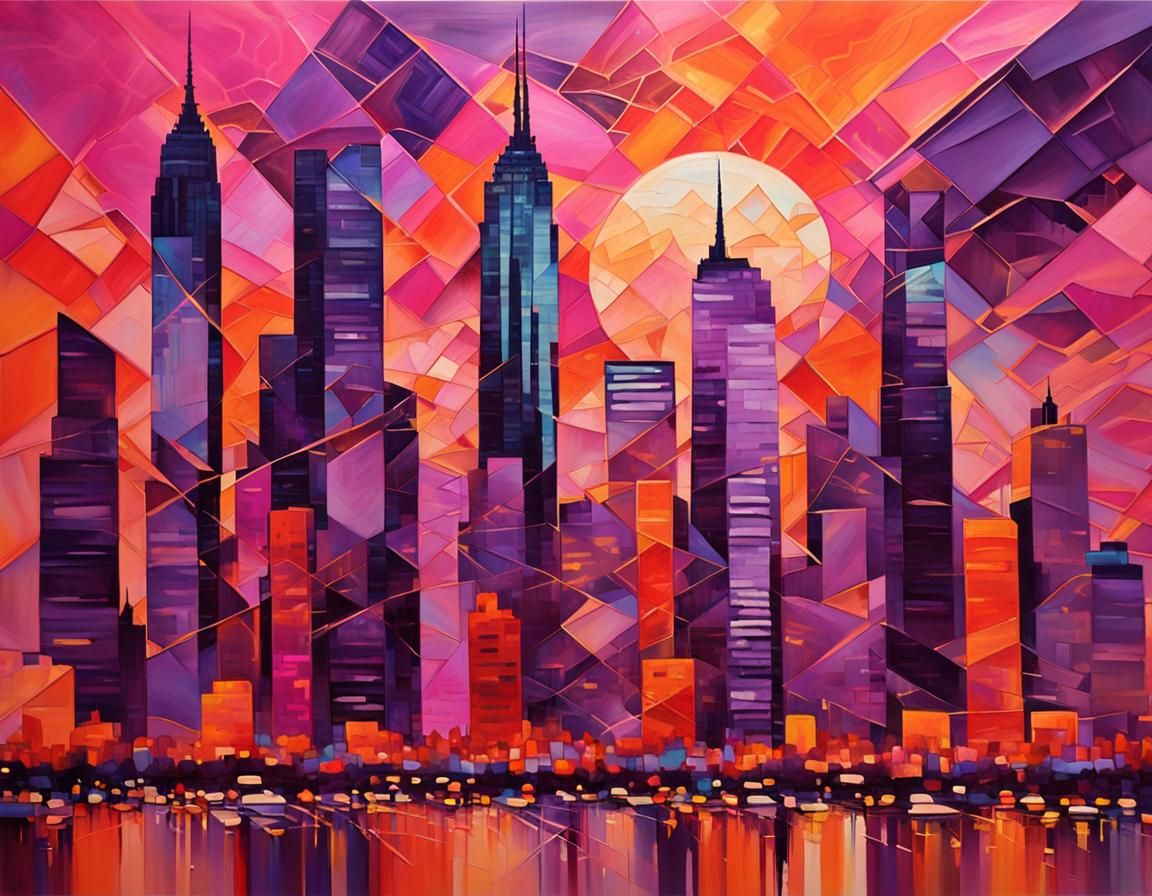 Vibrant New York City Skyline in Urban Expressionism