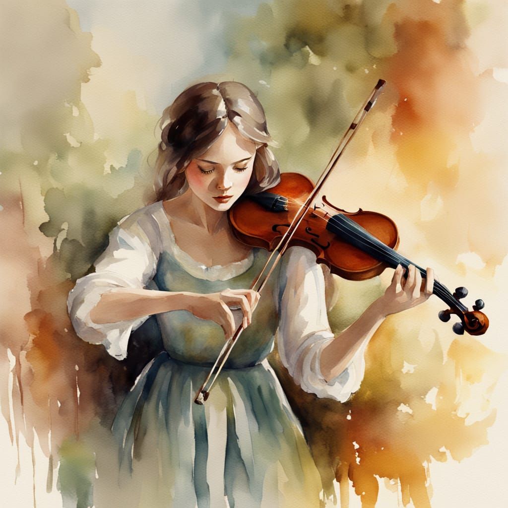 Impressionist Watercolour of a Woman in a Cozy, Candlelit Mo...