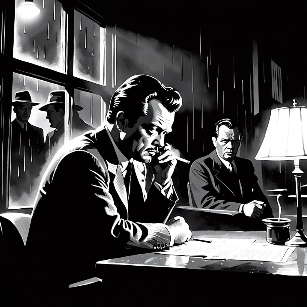 Nervous Accomplice in Film Noir Style
