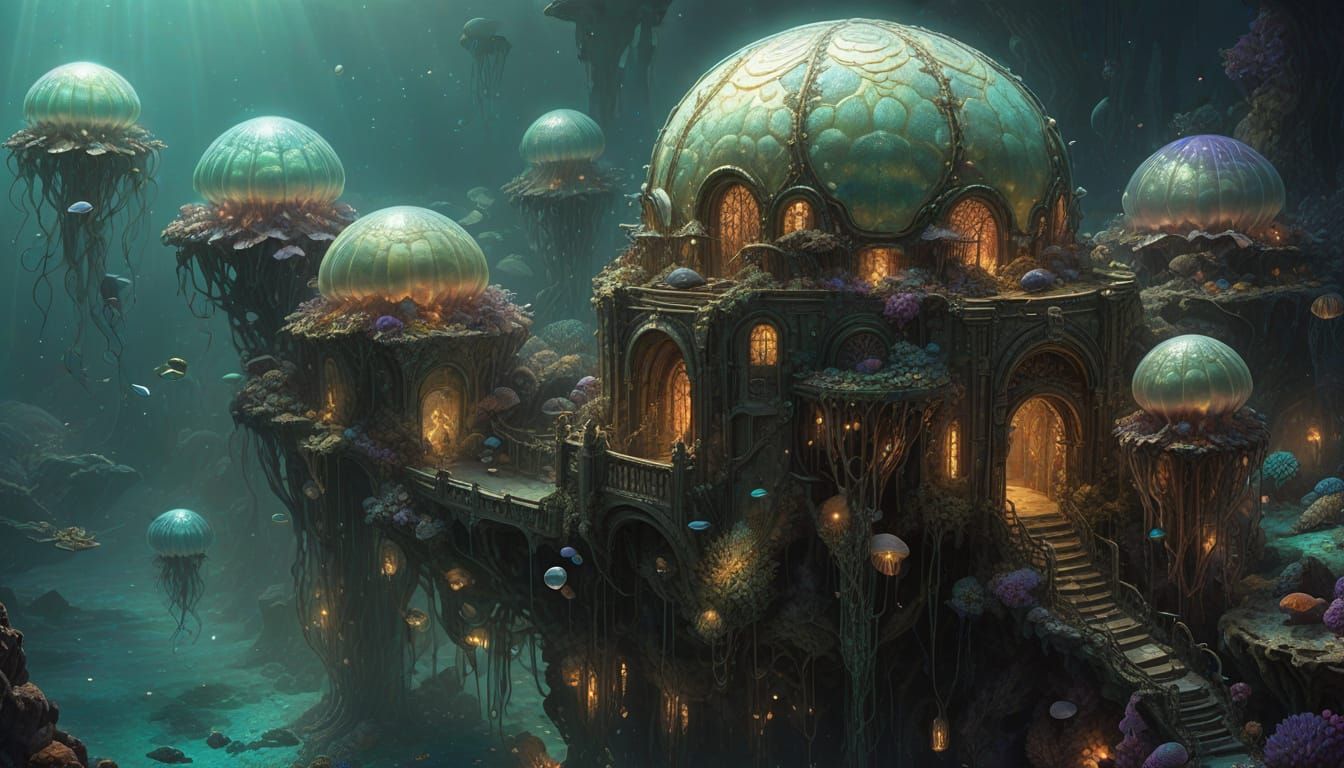 Underwater City of Aqualonia in Vibrant Fantasy Style