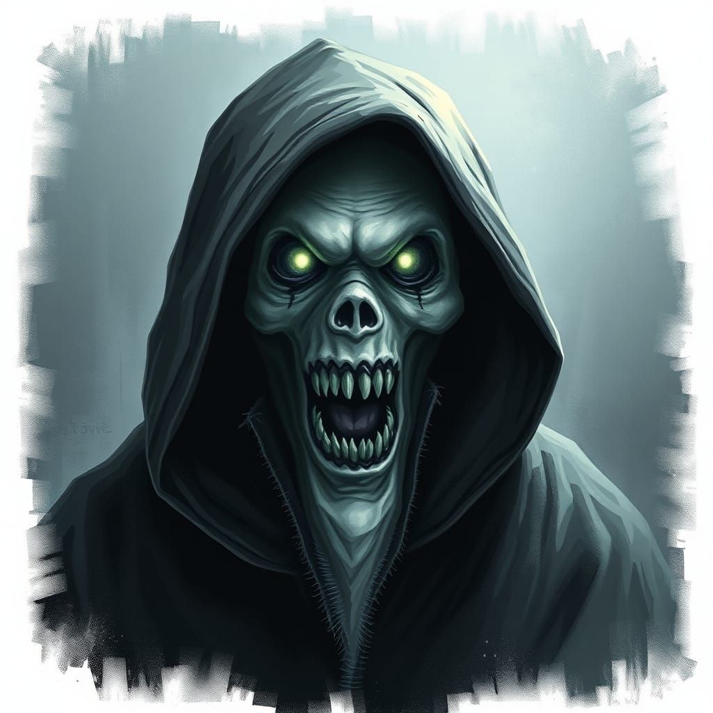 Terrifying Ghost Portrait in Scrooged Style