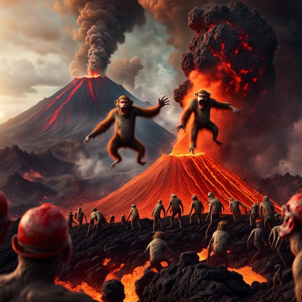 Volcanic Sacrifice: Zombie Monkey Monster Clowns in Lava