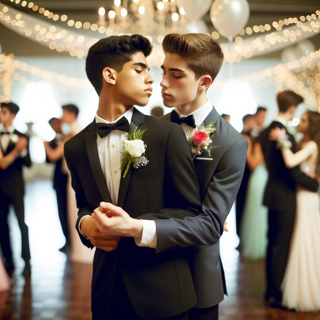 Romantic Prom Night: Two Seniors Dancing