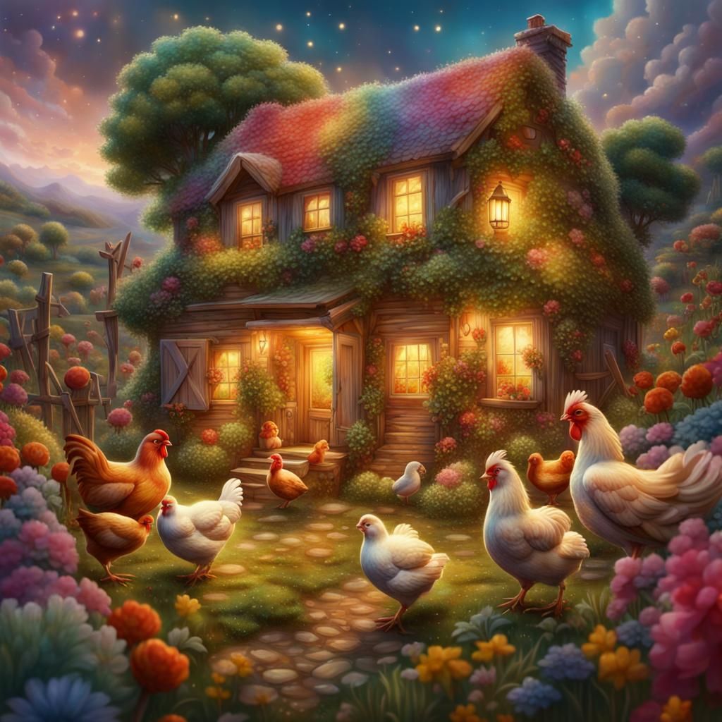 Colorful Farmhouse Scene Emerging from a Book