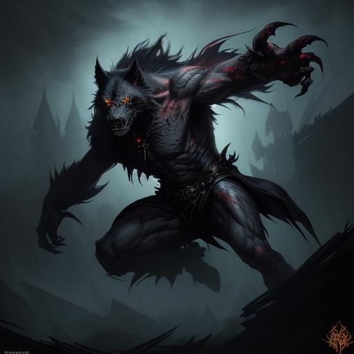 Vampire and Werewolf Clash Under Blood Moon