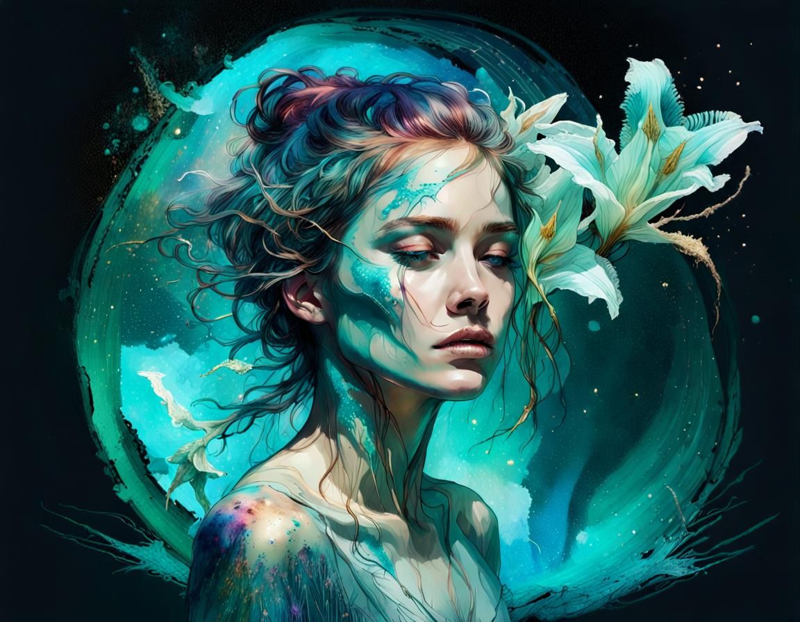 Arcane Bioluminescent Portrait in Fantasycore Style