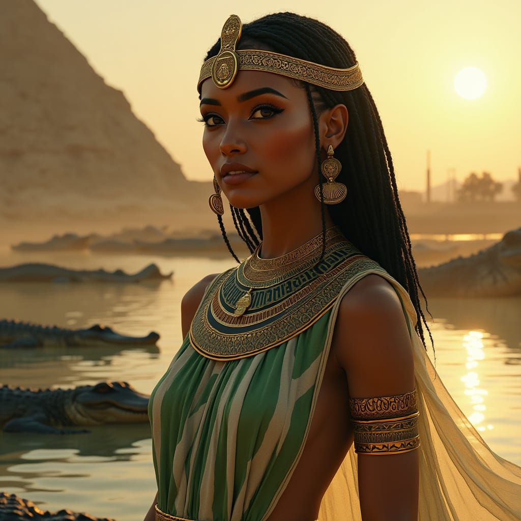 Egyptian Goddess of the Nile in Golden Light