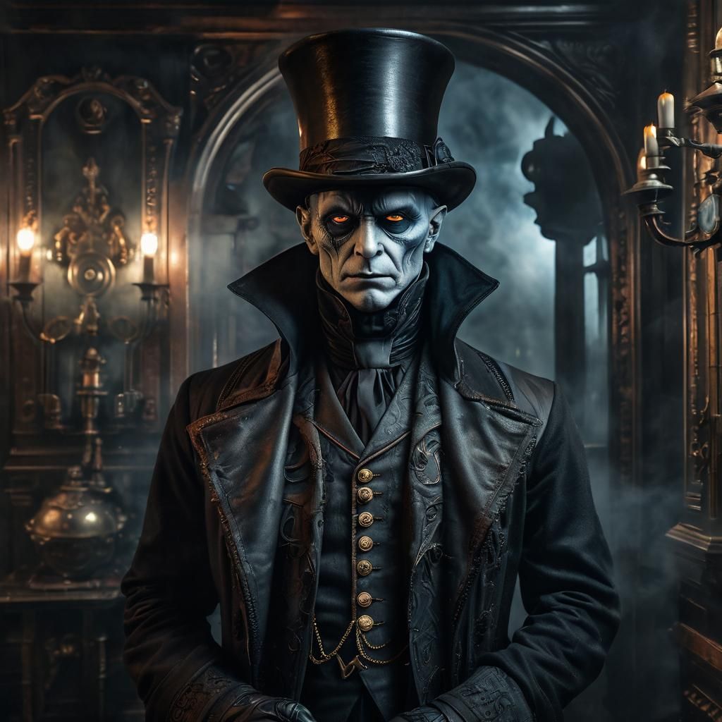 Steampunk Vampire Portrait in Victorian Mansion