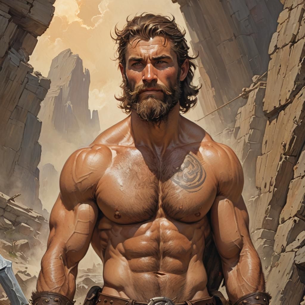 Viking Warrior: Handsome Muscular Man with Kind Eyes