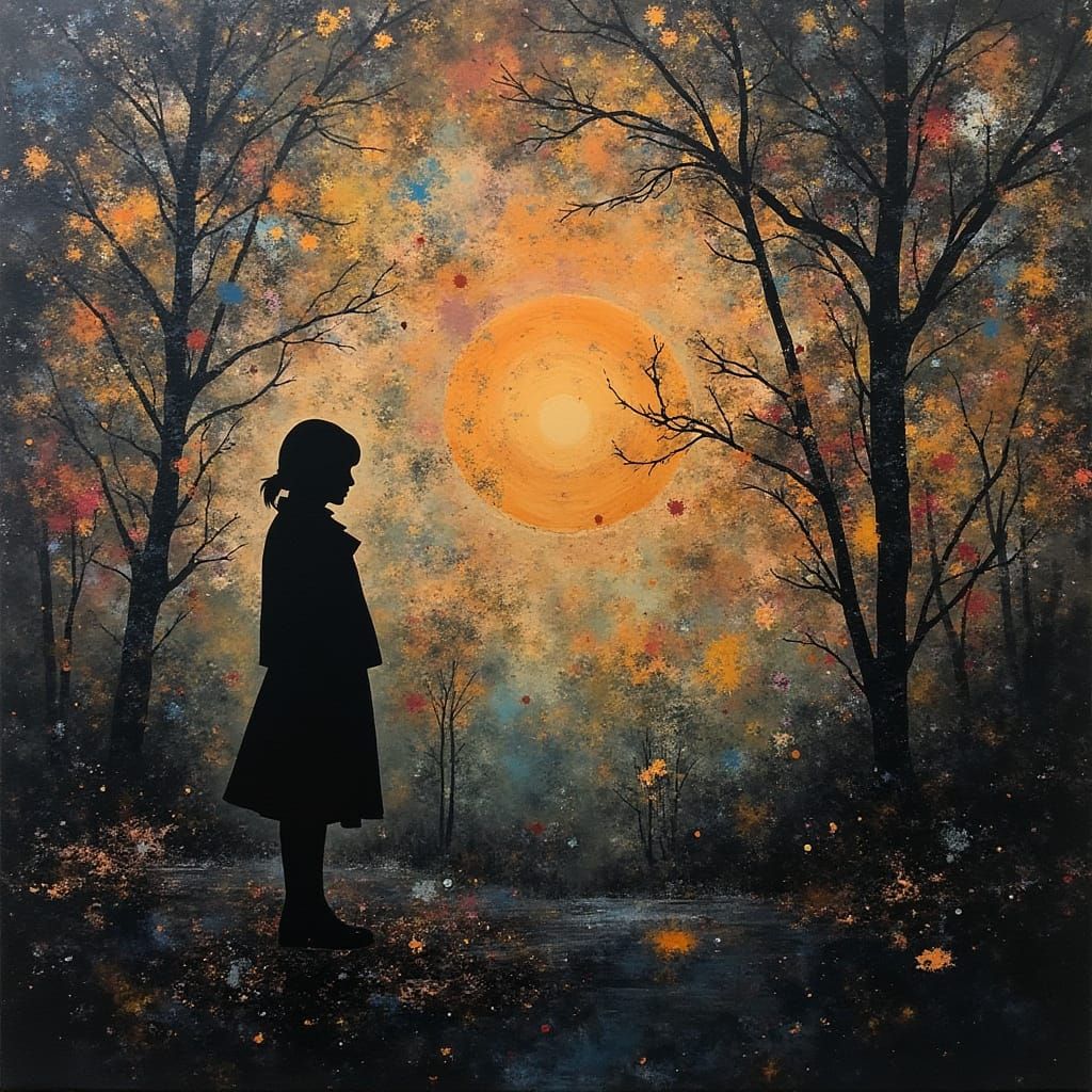 Surreal Mixed Media Collage of Empty Silhouettes and Recursi...