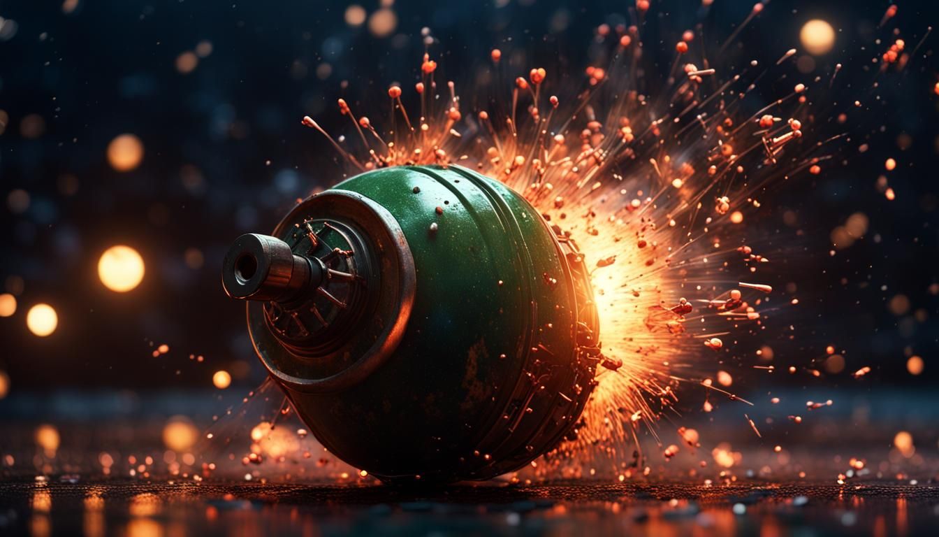 Cosmic Grenade Explosion in Photorealistic 3D
