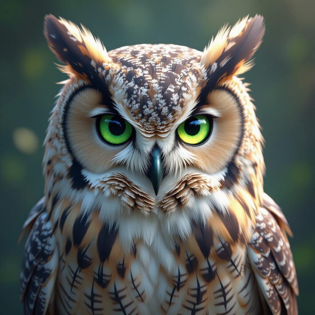 Majestic Owl Gazes Intensely in Ethereal Matte Painting