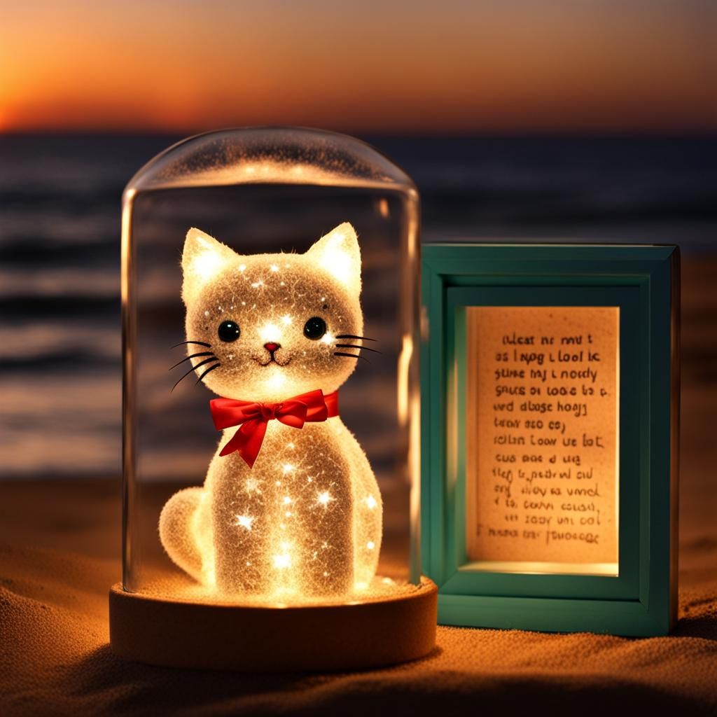 Sparkling Kitty with Message in a Bottle