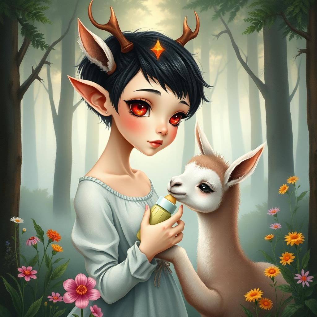 Backdoor Feeding Alpaca Baby