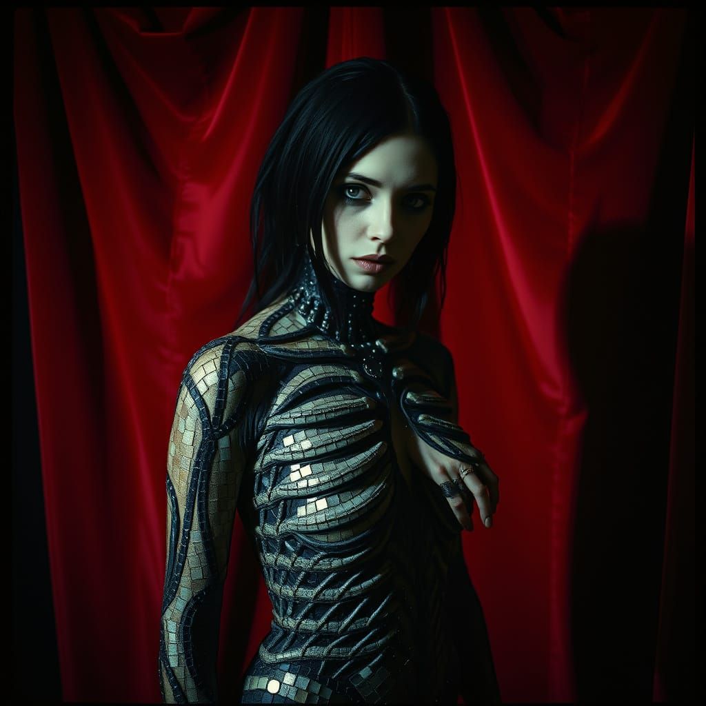 Gothic Woman in Baroque Exoskeleton, Dark Romance