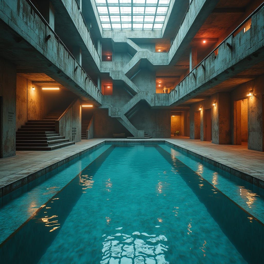 Labyrinthine Swimming Pools in a Liminal Space