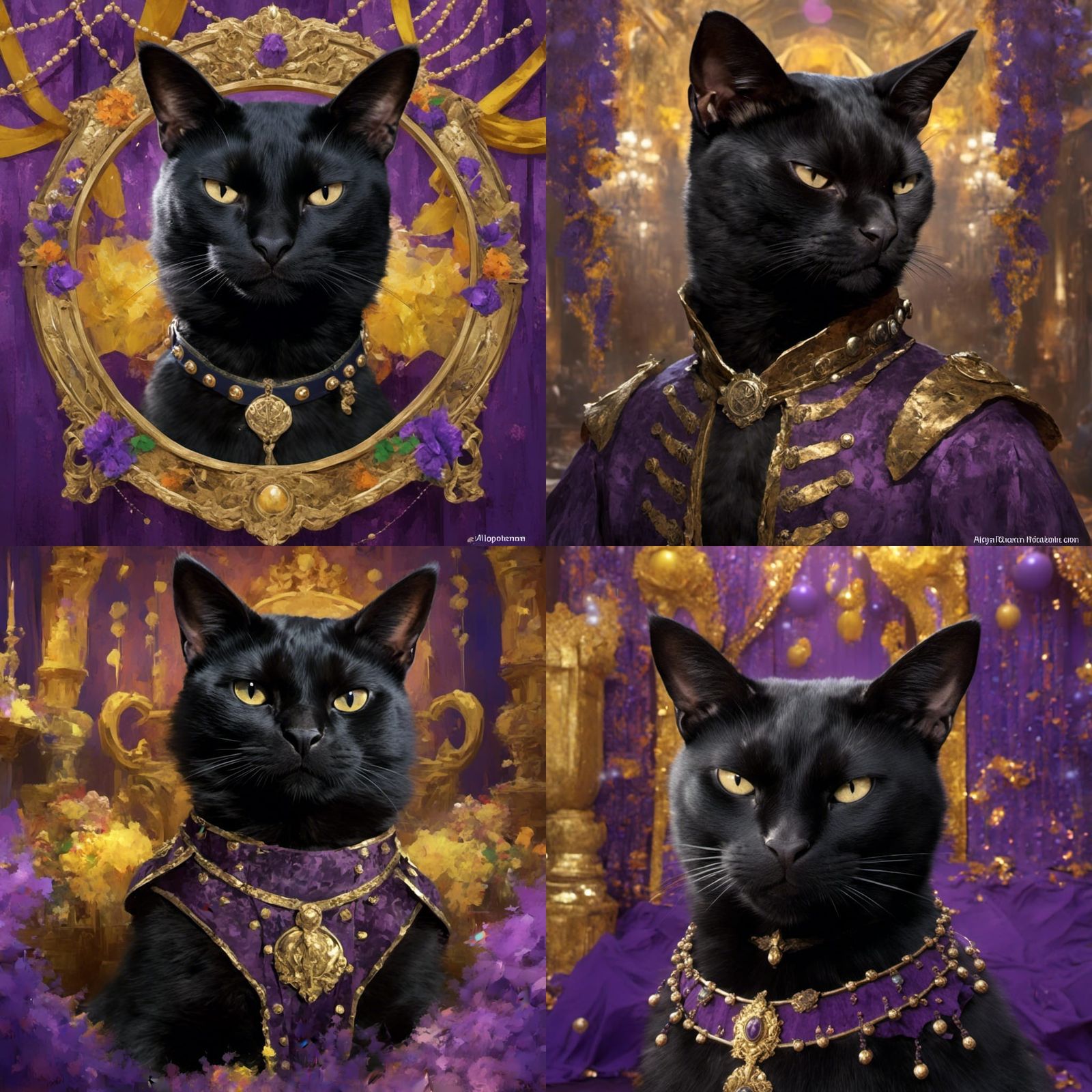 Pirate Cat Celebrates Mardi Gras in Art Nouveau Style
