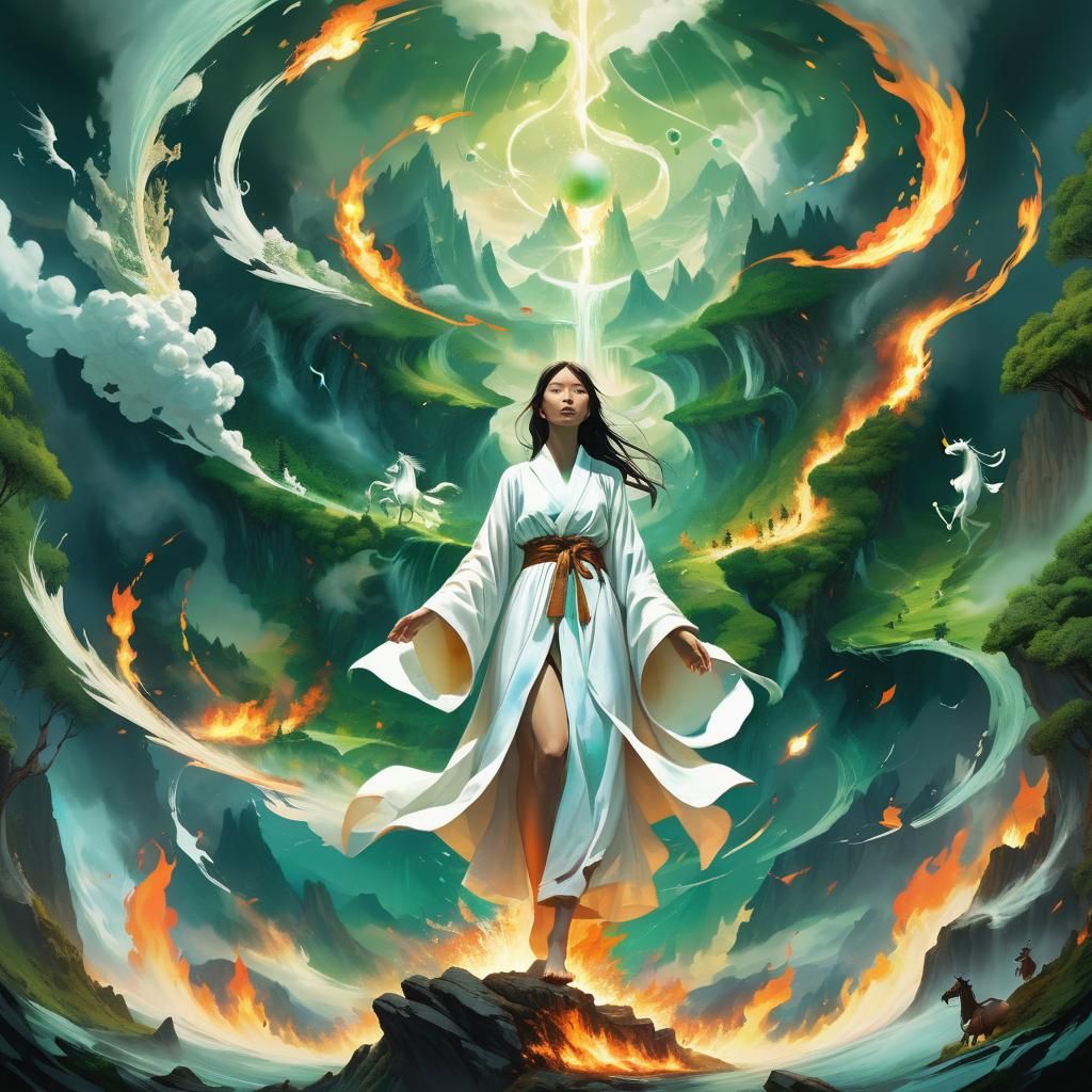 Woman on World Map in Golden Hour Lighting