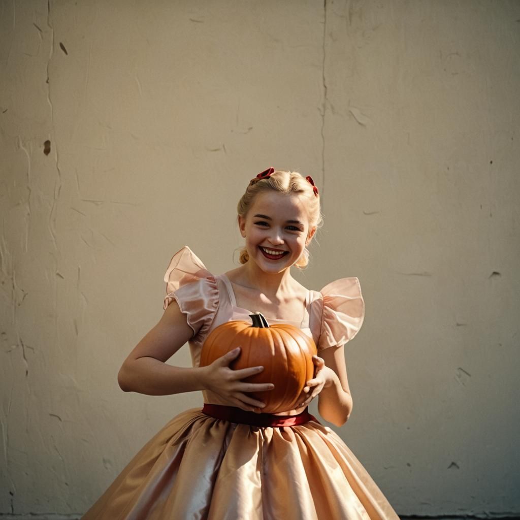 Menacing Ballerina with Pumpkin Candy, Film Noir Style