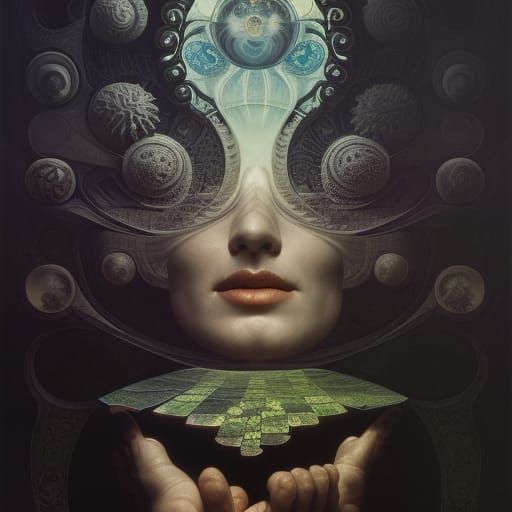 Monochrome Fractal Mandelbulb in Hyperdetailed Digital Art