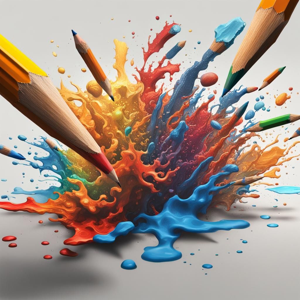 Hyperrealistic Pencil in Splash Art Style