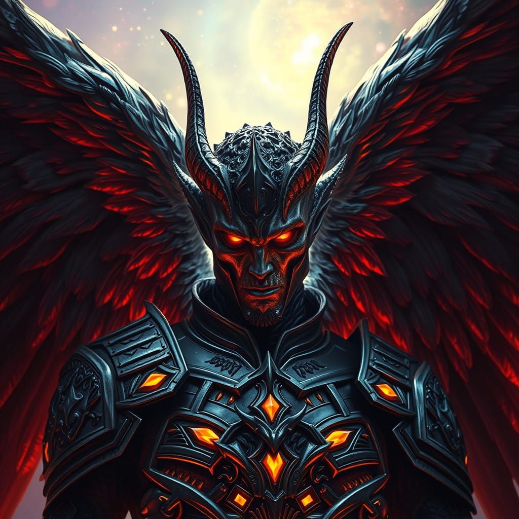 Majestic Fallen Angel in Vibrant Hyperrealism