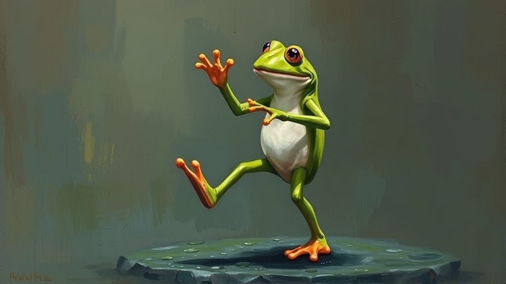 Kermit the Frog Tap Dancing in Biopunk Style